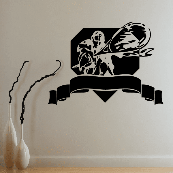 Black tennis wall decal silhouette of a player with racket and swinging stroke