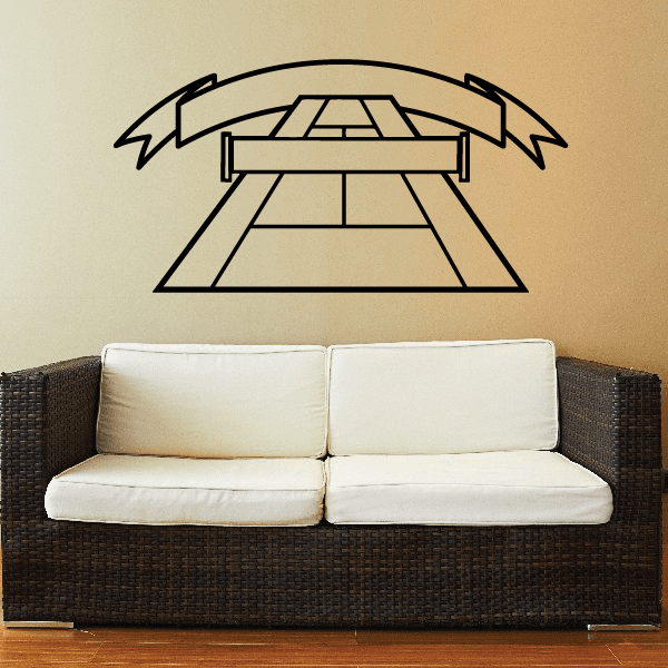 Tennis wall decal with tennis court lines and net design