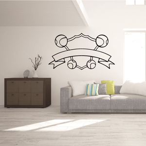 Tennis wall decal with outline tennis rackets and banner