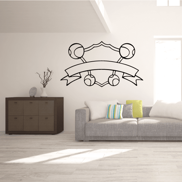 Tennis wall decal with outline tennis rackets and banner