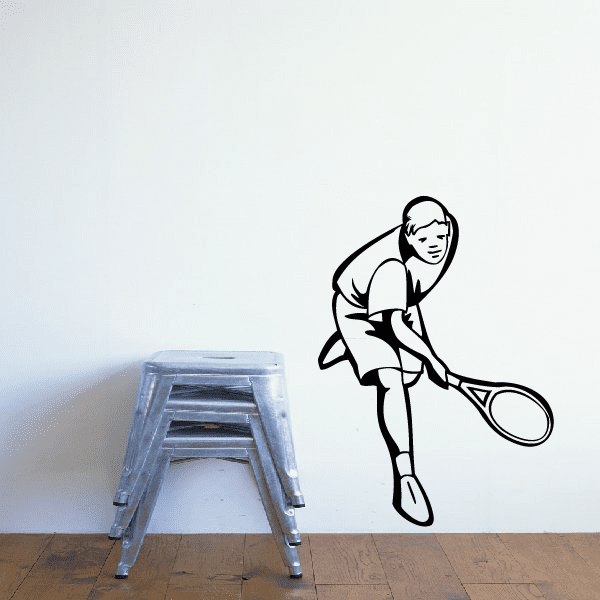 Tennis wall decal of a female tennis player holding a racket