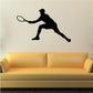 Tennis wall decal of black tennis player silhouette with racket