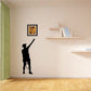 Tennis wall decal vinyl sticker, black silhouette tennis player serving
