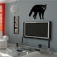Territorial raccoon decal, black standing raccoon silhouette with raised tail
