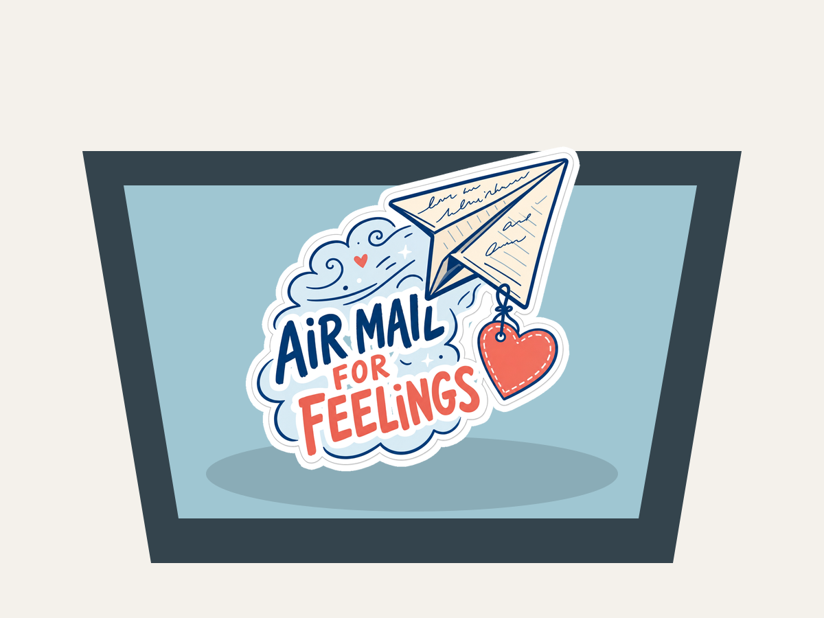 Air Mail for Feelings Sticker shown on a car window mockup