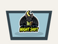 Night Shift bat supervisor sticker with bold “NIGHT SHIFT” text, bat in hi-vis vest holding