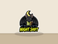 Night Shift bat supervisor sticker featuring black bat in hi-vis vest and clipboard