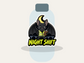 Night Shift bat supervisor sticker, black bat with yellow vest and clipboard under arched head