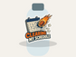 Die-cut sticker with calendar graphic, orange rocket flame and "Clearing my schedule"