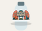 Second Thoughts sticker on bottle label design, die-cut outline
