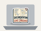 Documentation Is a Love Language Sticker shown on a laptop mockup