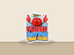 Die-cut sticker showing red button mascot with thumbs up, 'FLUSH BUTTON FAN CLUB' title