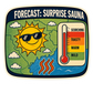 Small rectangular sauna-themed sticker with sun and thermometer heat scale