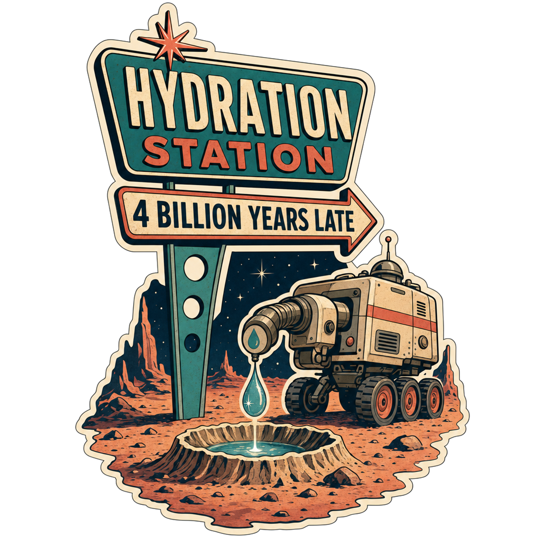 Hydration Station: 4 Billion Years Late Sticker