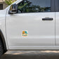 Low Battery, High Tide Sticker, 5 inch size shown at realistic scale on vehicle surface