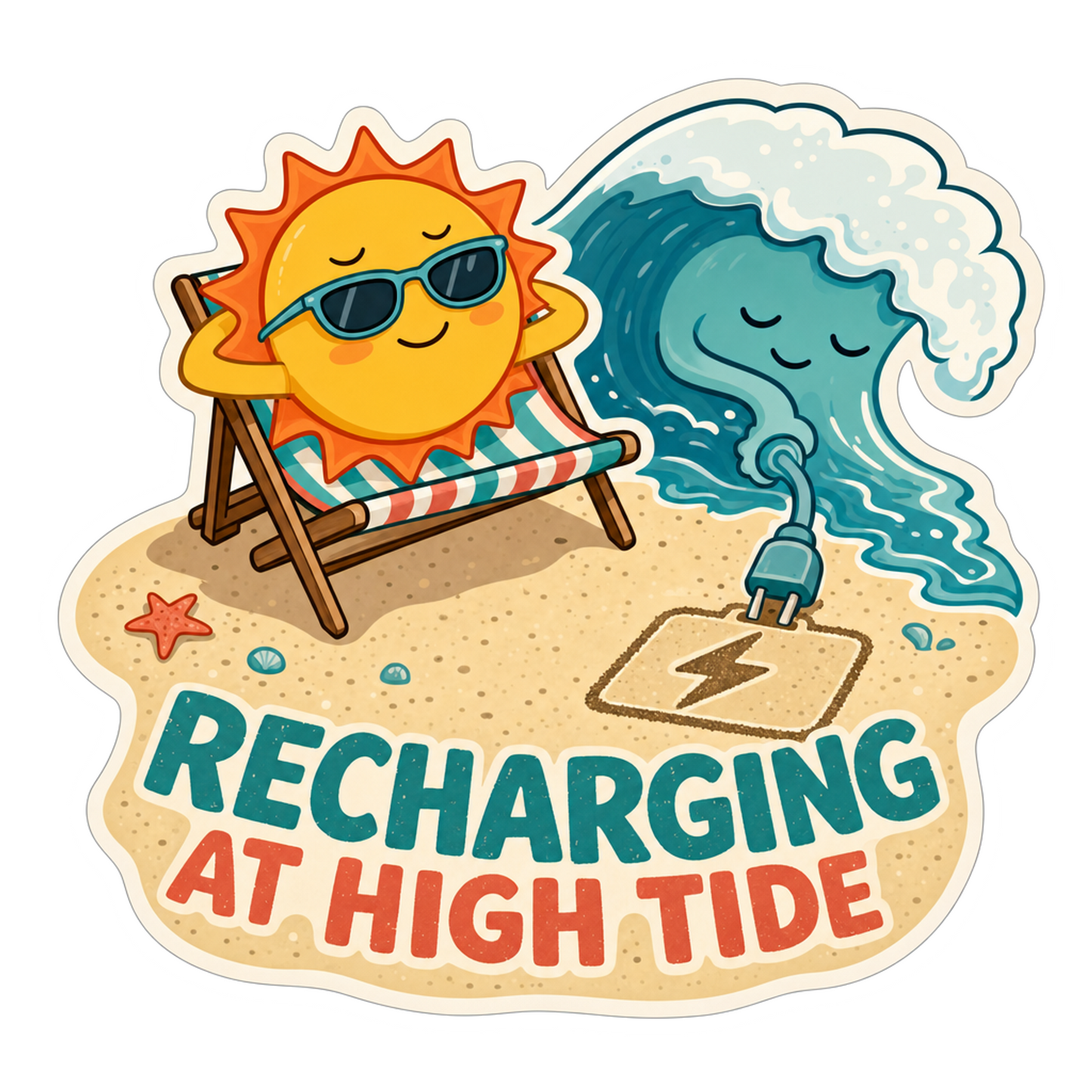 Low Battery, High Tide Sticker