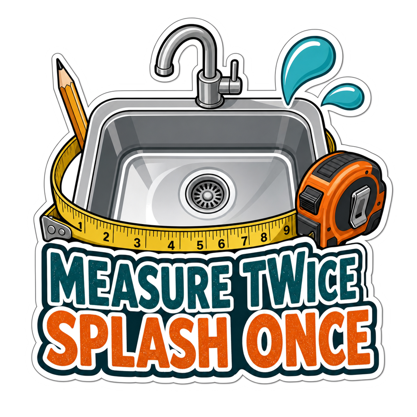 Measure Twice, Splash Once Sticker