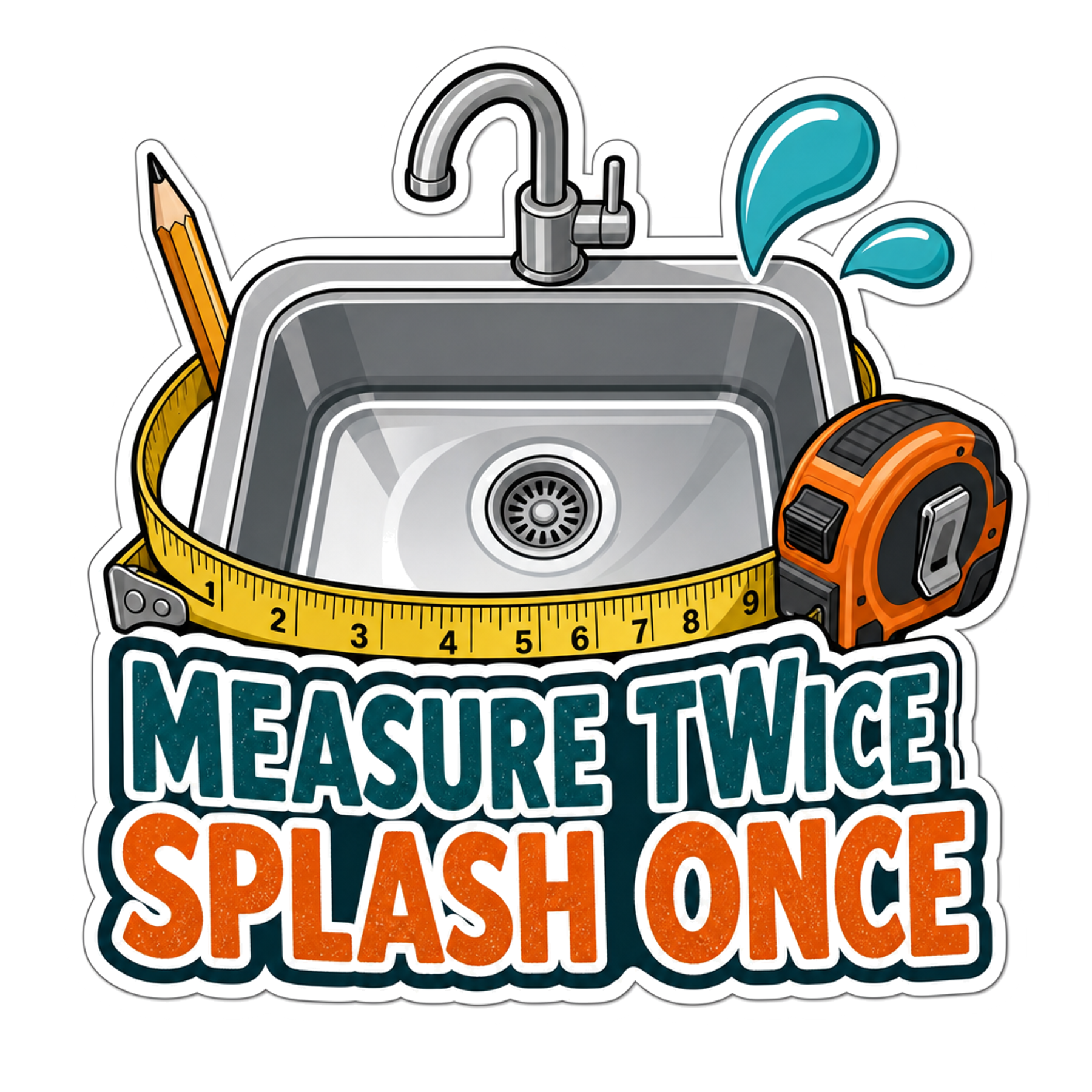 Measure Twice, Splash Once Sticker