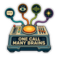 Robot brain circuit graphic sticker with white border