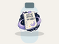 Orbiting Errands Sticker shown on a water bottle mockup