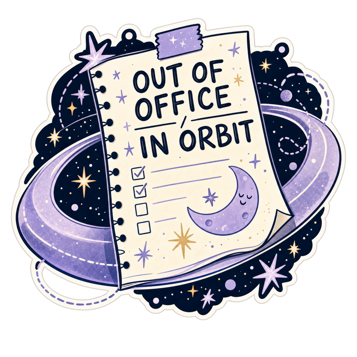 Orbiting Errands Sticker