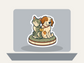 Pet Treaty Club Sticker shown on a laptop mockup