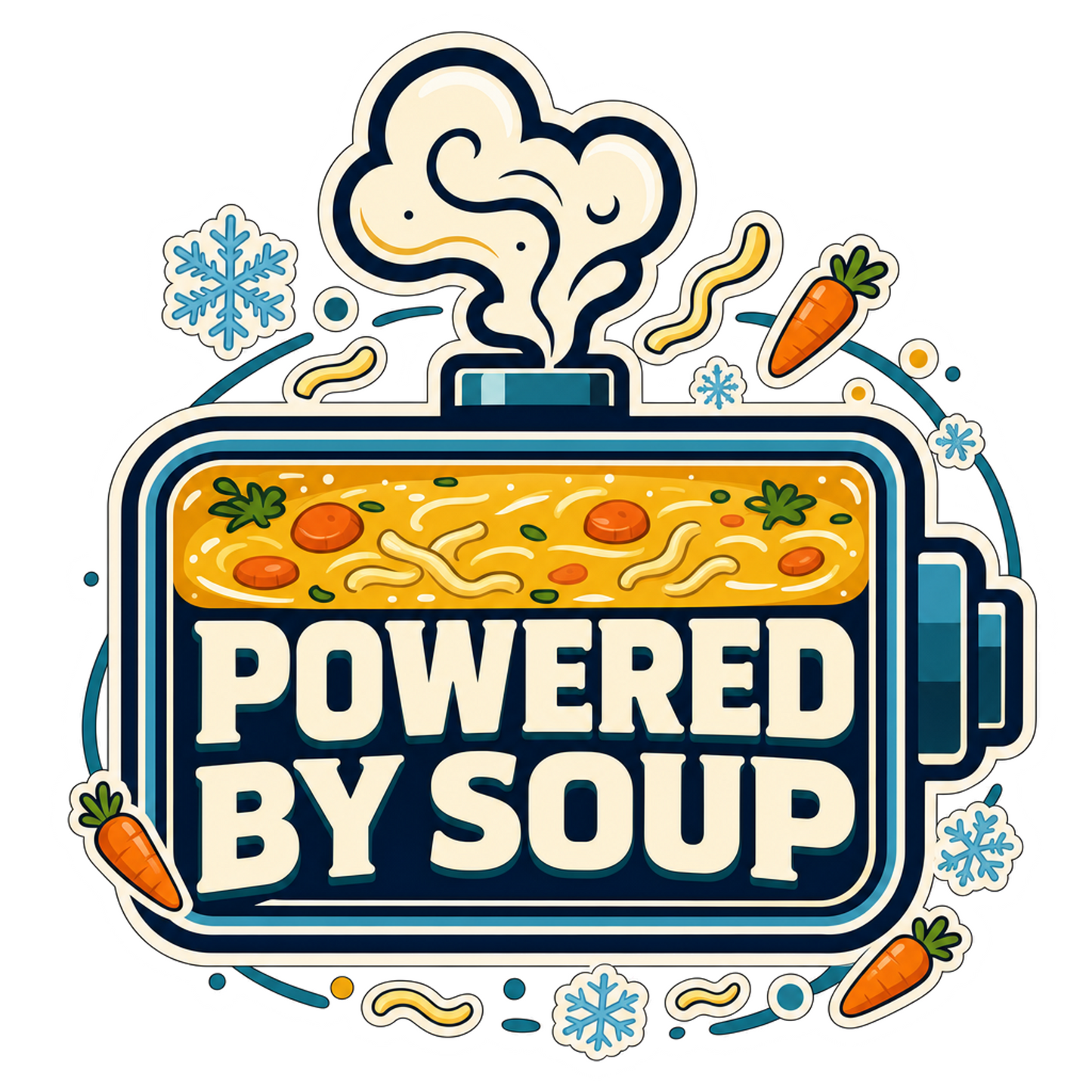 Soup-themed sticker with chef-hat graphic and “Powered by Soup” text