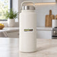 Garden progress sticker on white bottle, with plant graphic and slogan