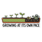 Garden progress sticker with plants and 'Growing at its own pace' text