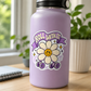 Roll With It daisy vinyl sticker on a lilac water bottle