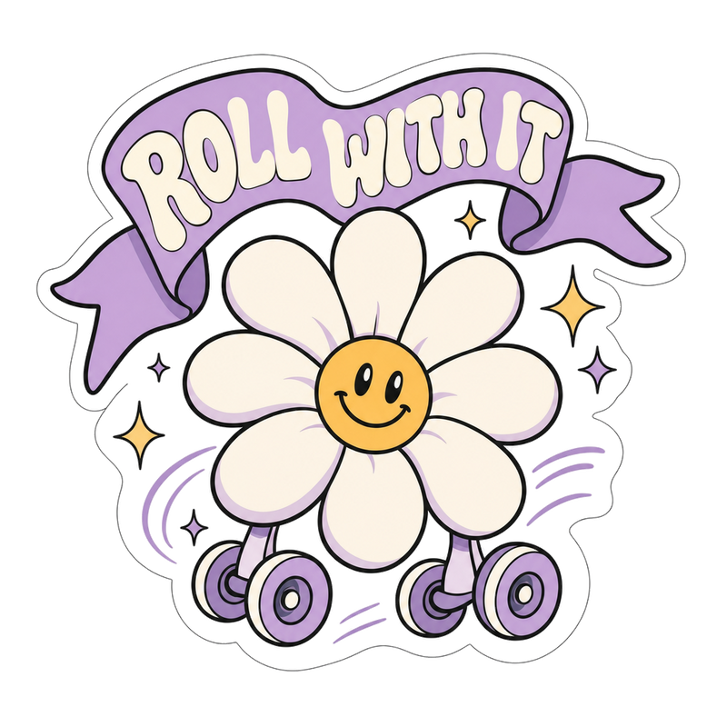 Roll With It Daisy Vinyl Sticker