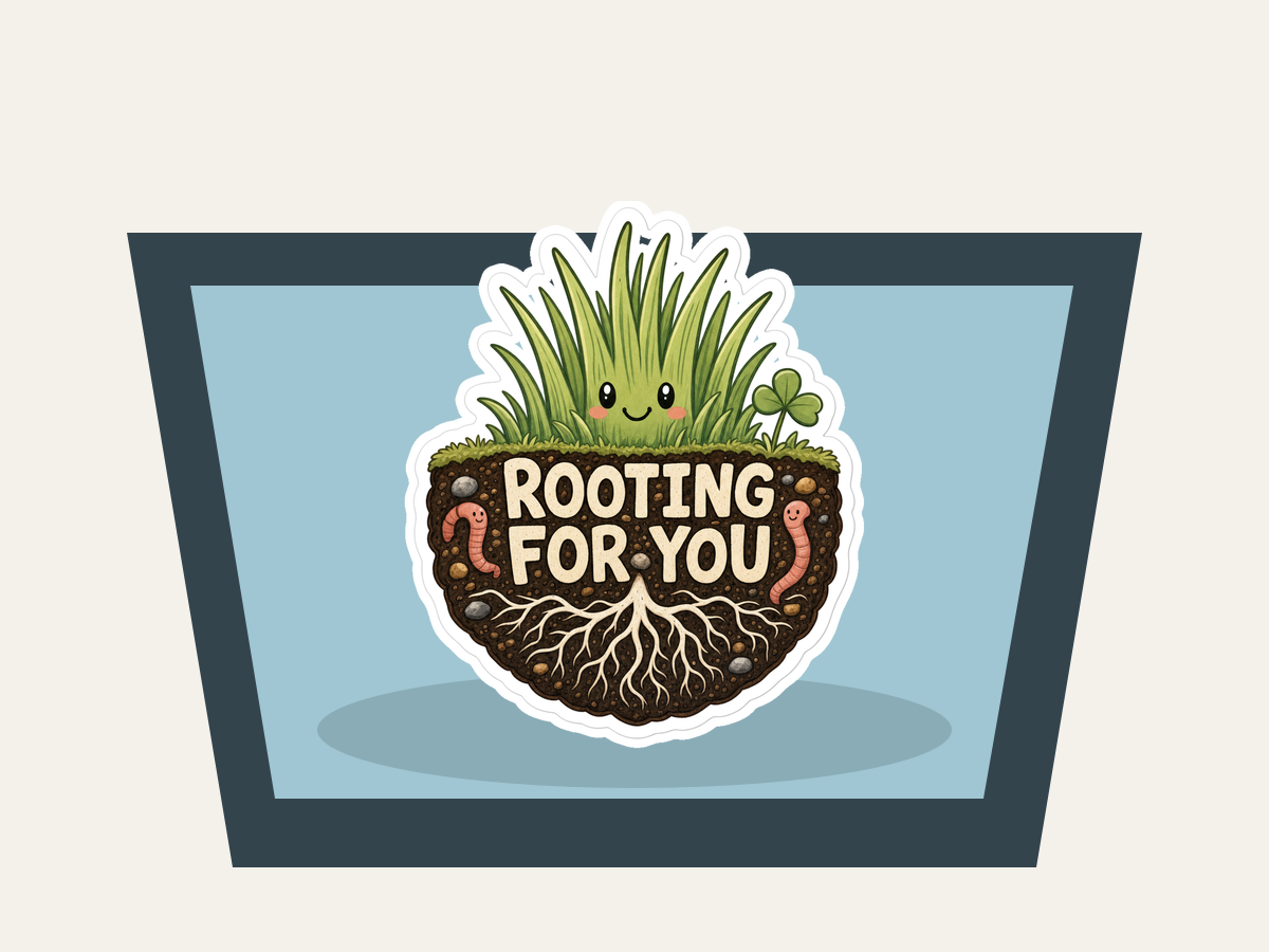 Rooting For You Sticker shown on a car window mockup