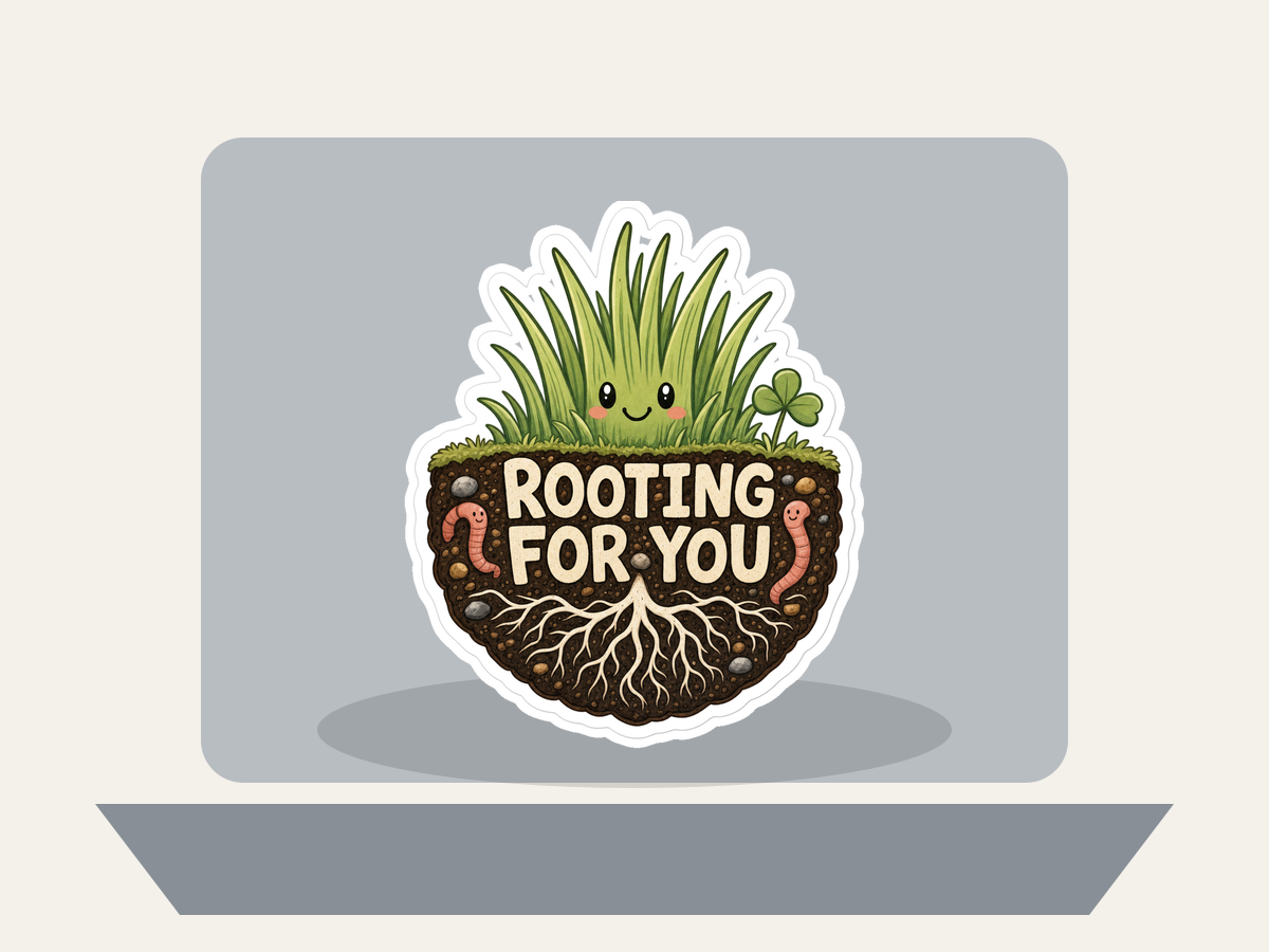 Rooting For You Sticker shown on a laptop mockup