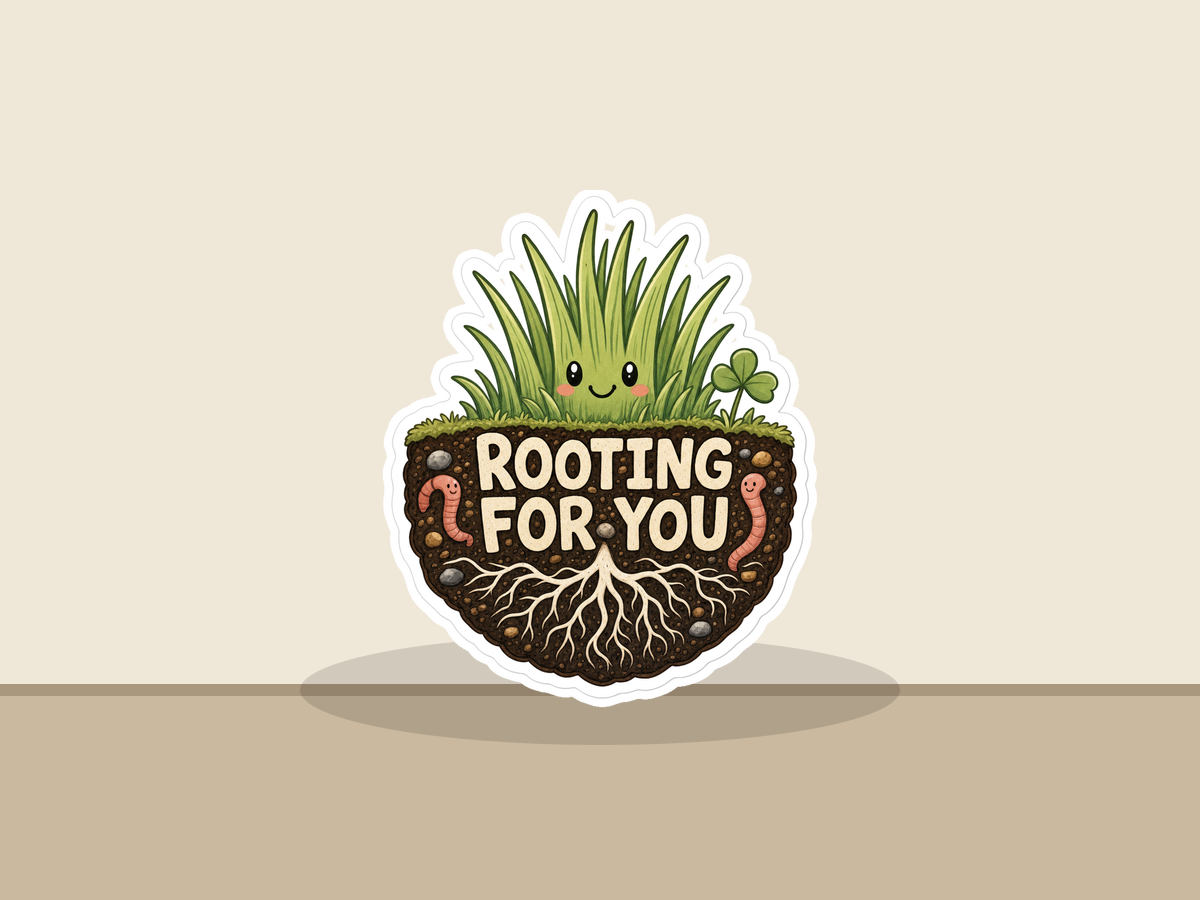 Rooting For You Sticker shown on a wall mockup