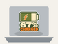 Sixty-Seven Percent Charged Sticker shown on a laptop mockup