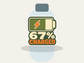 Sixty-Seven Percent Charged Sticker shown on a water bottle mockup
