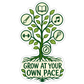 Garden skill tree sticker with “Grow at your own pace” and leaf icons