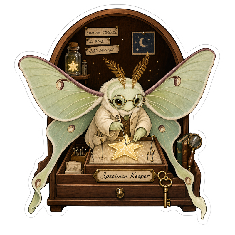 Specimen Keeper Moth Curator Vinyl Sticker