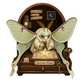 Green moth curator vinyl sticker with oversized wings and star display