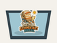Sedimentary Break sticker on blue banner with rock character and sun icon