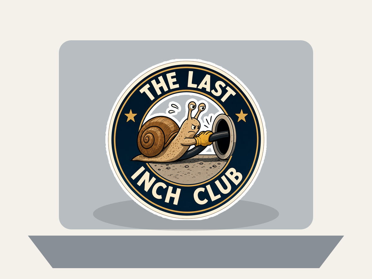 The Last Inch Club Sticker shown on a laptop mockup
