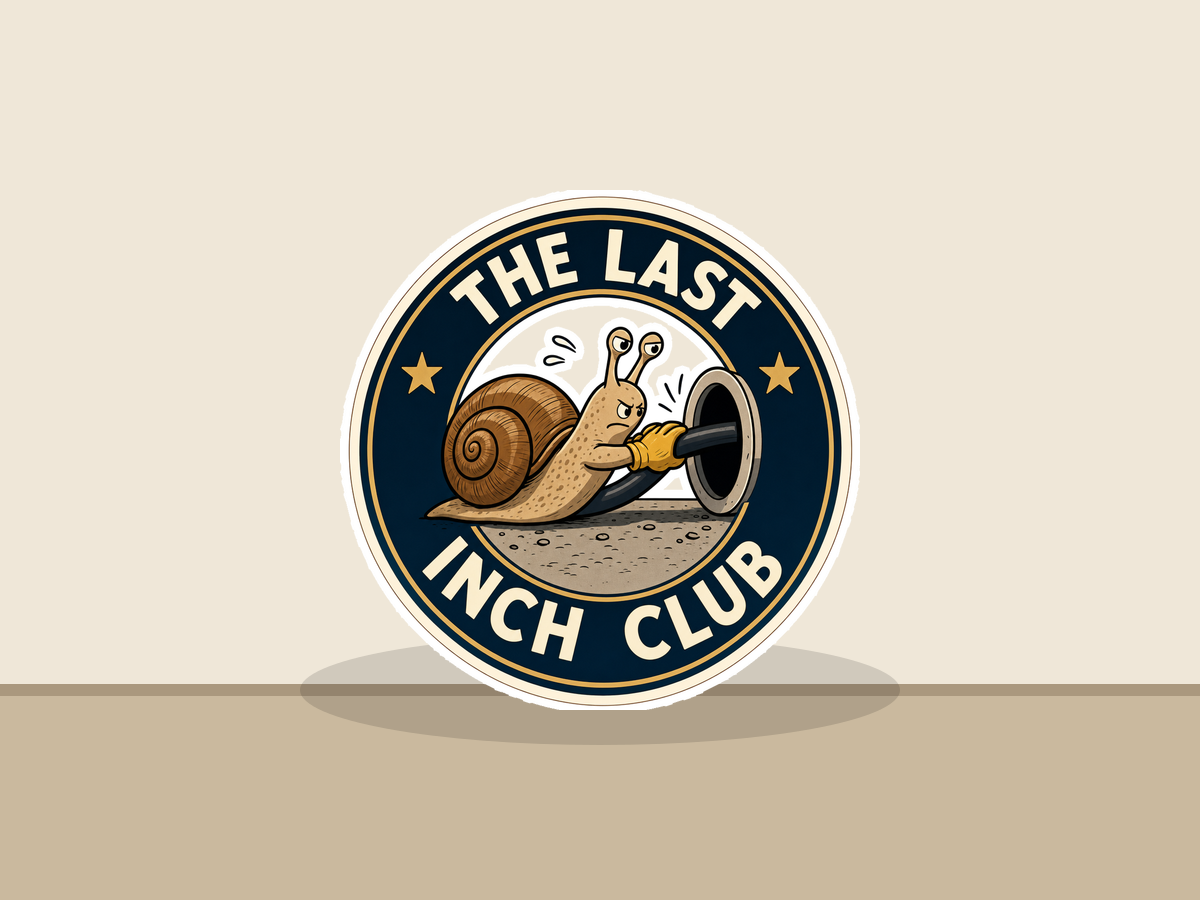 The Last Inch Club Sticker shown on a wall mockup