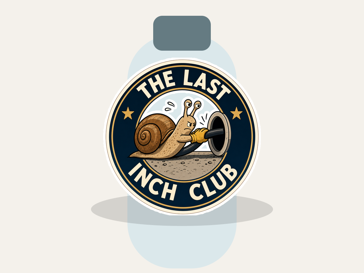 The Last Inch Club Sticker shown on a water bottle mockup