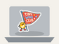 Tiny Wins Club Sticker shown on a laptop mockup