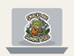 Trail Snack Society Sticker shown on a laptop mockup
