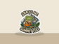 Trail Snack Society Sticker shown on a wall mockup