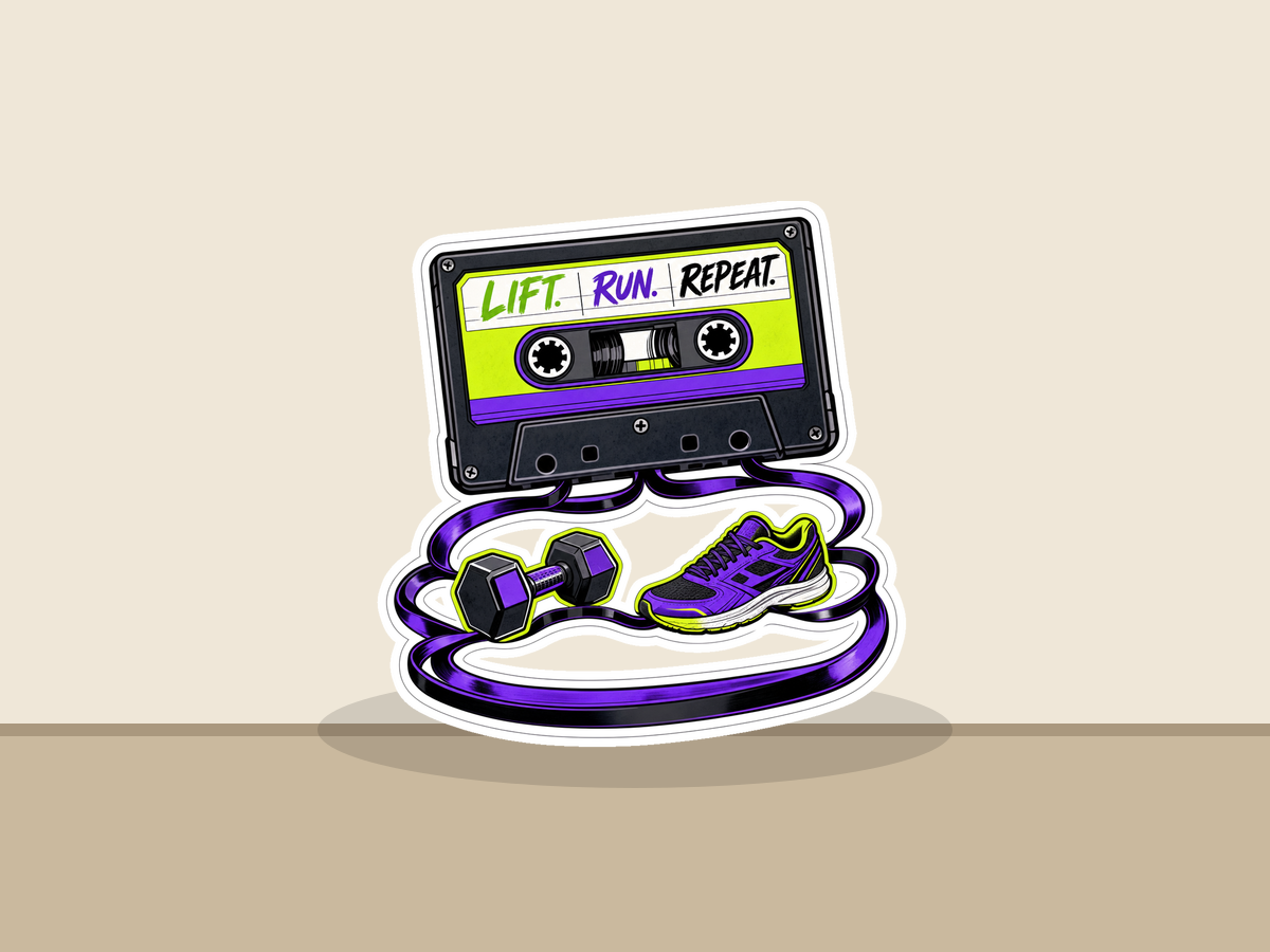 Training Playlist Sticker shown on a wall mockup