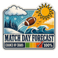 Match Day Forecast weather sticker with sun, football, and cloudy-wave forecast graphic