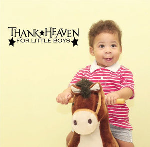 Wall decal: Thank Heaven for Little Boys text with star accents