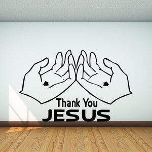 Religious wall decal with praying hands and text "Thank You Jesus"